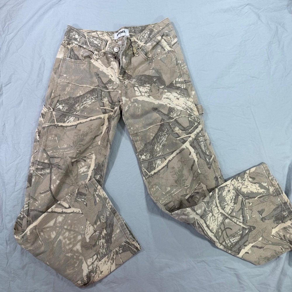 RSQ Women Realtree Camo Carpenter Pants Tan Brown Utility Cargo Size 23 27x29